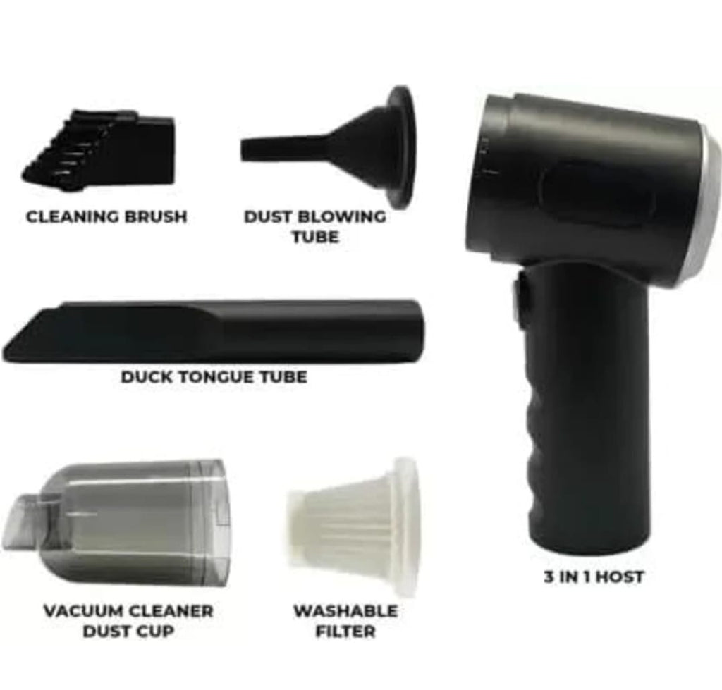 Portable Mini Vacuum Cleaner 2-in-1 (Vacuum + Blower) – Cordless, USB Rechargeable