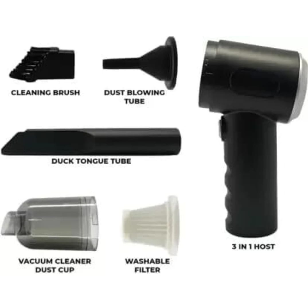 Portable Mini Vacuum Cleaner 2-in-1 (Vacuum + Blower) – Cordless, USB Rechargeable