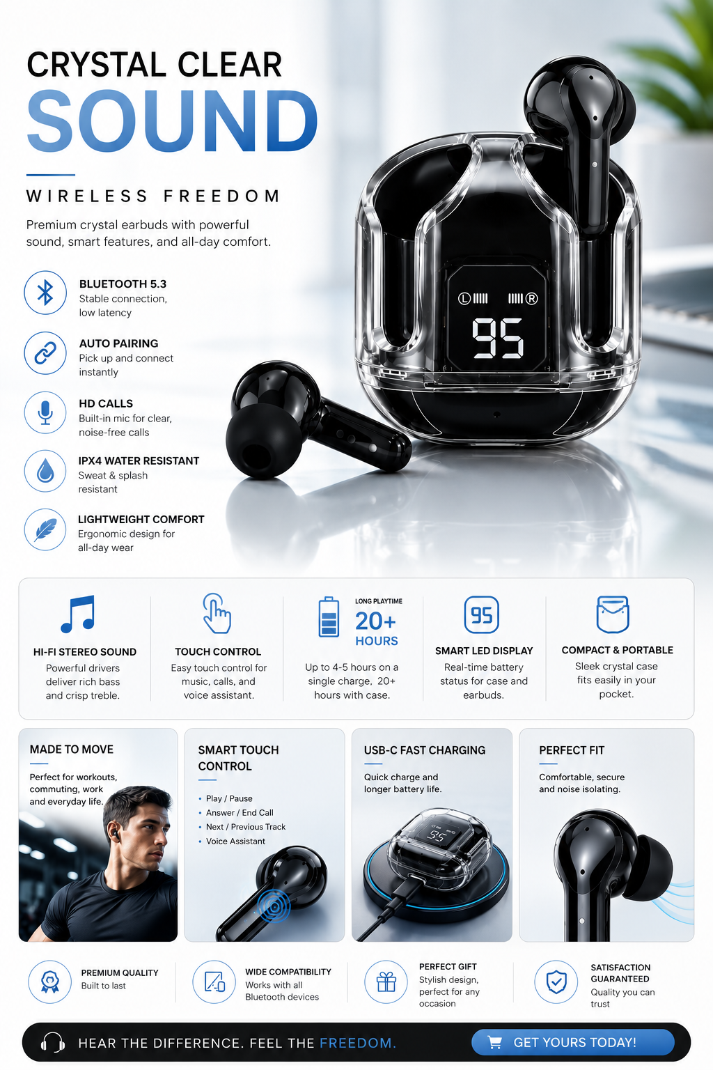Crystal Wireless Earbuds