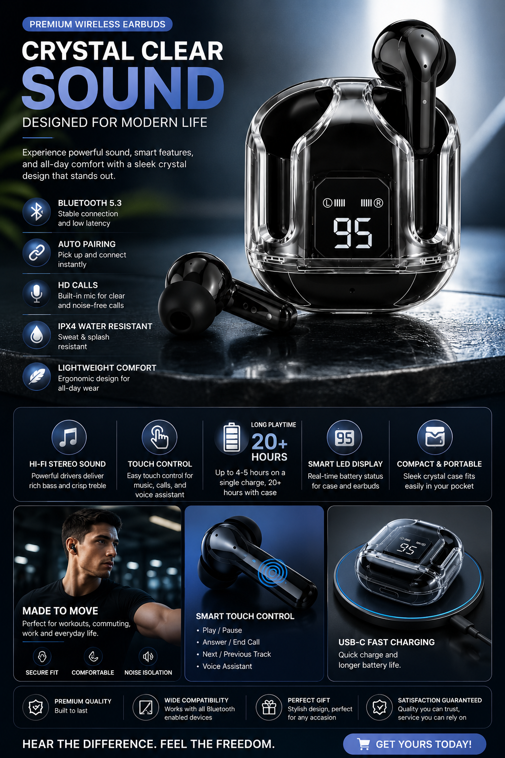 Crystal Wireless Earbuds