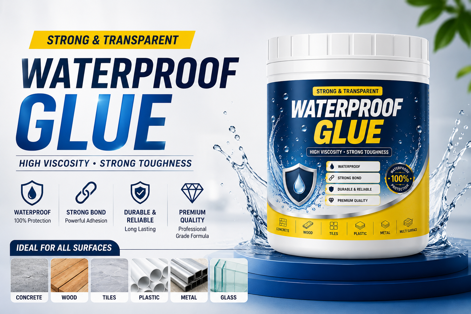 Transparent Waterproof Leak Repair Glue – Strong Multi-Surface Sealan