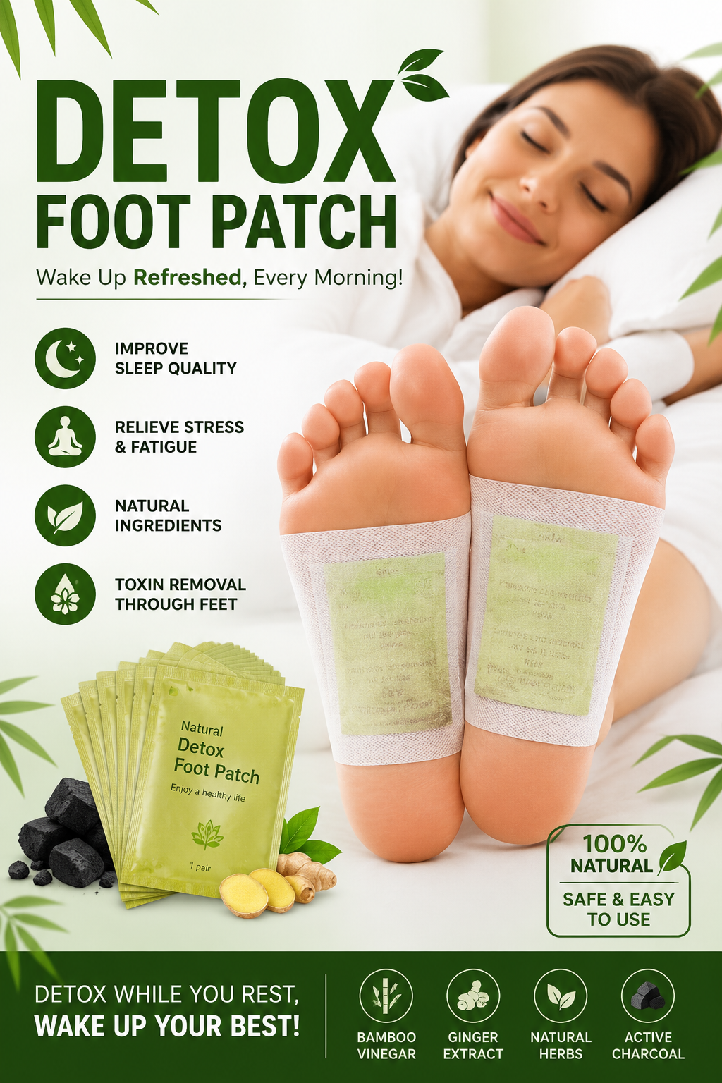 Premium Detox Foot Patch – Wake Up Refreshed Every Morning ⭐