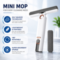 Mini Mop for Kitchen, Floor, Glass, Car & More - 2 Sponges, Self Squeeze, Strong Absorbent, Wet & Dry Use, Multicolour, ABS & Sponge Material